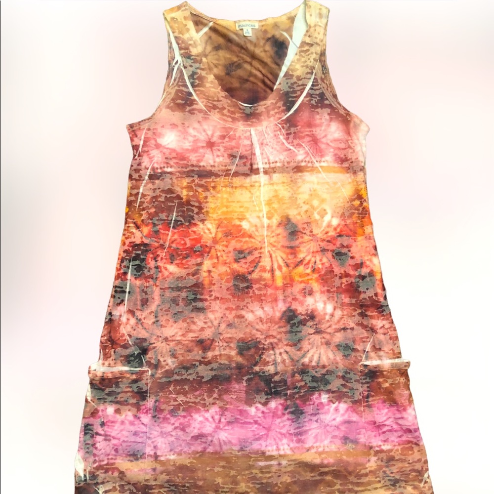 NWOT Maurice's Super Cute Burnout Lined Sleeveless Sundress w/Pockets Sz S